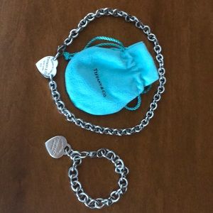 Tiffany Heart Tag Charm Bracelet and Necklace